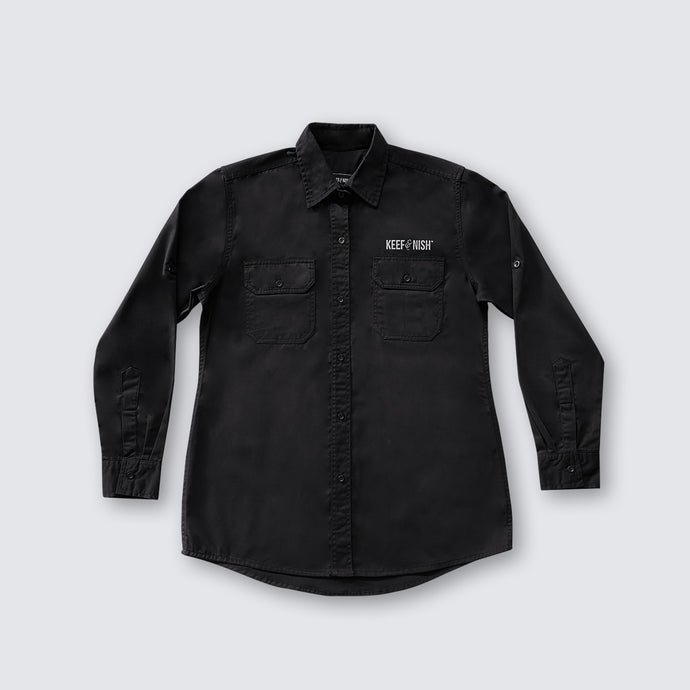 Black Long Sleeve Workshirt For Women - Logo